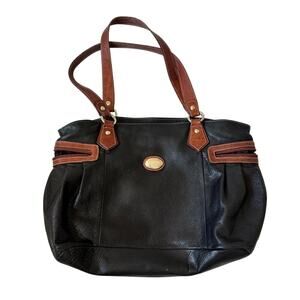 Avorio Made In Italy Black Leather Shoulder Bag Purse Handbag Tote